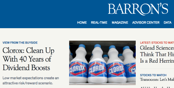 “Clean Up With 40 Years of Dividend Boosts” – Barron’s